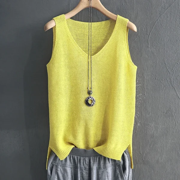 Blusas Mujer De Moda 2024 بلوزة المرأة الصيف بلا أكمام محبوك بلوزة قميص ملابس حريمي بلوزة برقبة على شكل v النساء بلايز قمصان C855 - Image 4