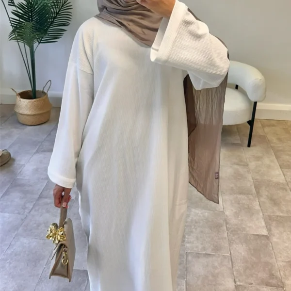 فستان عباية سروال قصير عربي دافئ للنساء رمضان دبي معطف إسلامي متواضع ملابس إسلامية شتوية جديدة رداء متين تركيا - Image 5