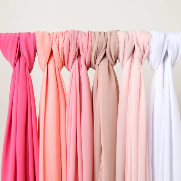 Ramadan Muslim Chiffon Hijabs For Woman Plain Color Headscarf Long Shawl Scarf Women Jersey Hijabs Ladies Islam Voile Hijab - Image 2