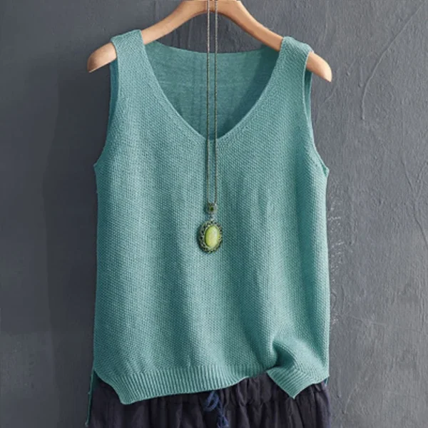 Blusas Mujer De Moda 2024 بلوزة المرأة الصيف بلا أكمام محبوك بلوزة قميص ملابس حريمي بلوزة برقبة على شكل v النساء بلايز قمصان C855 - Image 2