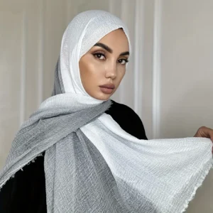 لونين التجعيد التدرج اللون الحجاب التعادل صبغ وشاح مطبوع النساء المسلمات شالات يلتف عقال عمامة إسلامية Foulard
