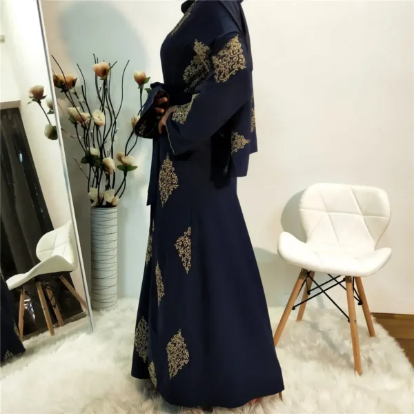 عباية إسلامية مفتوحة مطرزة للنساء المسلمات دبي تركيا قفطان فساتين صوفية للنساء رداء كاجوال قفطان نسائي - Image 5