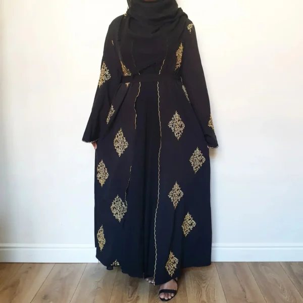 عباية إسلامية مفتوحة مطرزة للنساء المسلمات دبي تركيا قفطان فساتين صوفية للنساء رداء كاجوال قفطان نسائي - Image 2