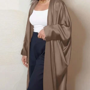 عباية إسلامية مفتوحة من الأمام بأكمام طويلة فستان ماكسي بطول رمضان ملابس نسائية سترة عبايات ملابس قفطان جلباب نسائي
