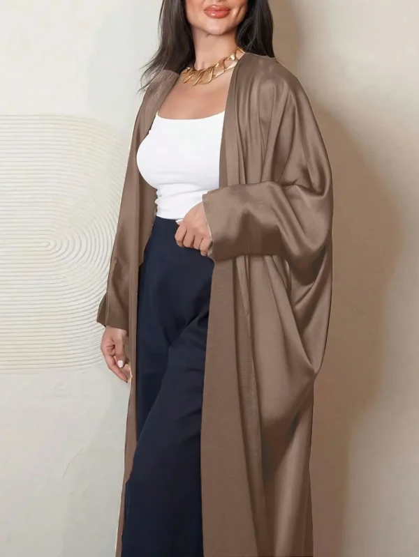 عباية إسلامية مفتوحة من الأمام بأكمام طويلة فستان ماكسي بطول رمضان ملابس نسائية سترة عبايات ملابس قفطان جلباب نسائي