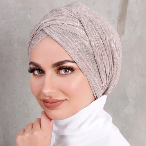 حجاب داخلي إسلامي لامع للنساء، حجاب عمامة فوري للتهوية، قبعات نسائية بتصميم إسلامي خفيف الوزن (31 جرام) - Image 4