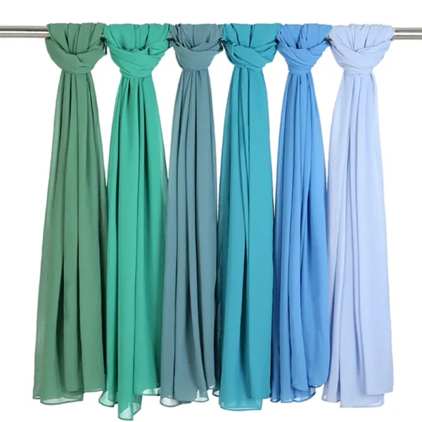 Ramadan Muslim Chiffon Hijabs For Woman Plain Color Headscarf Long Shawl Scarf Women Jersey Hijabs Ladies Islam Voile Hijab - Image 5