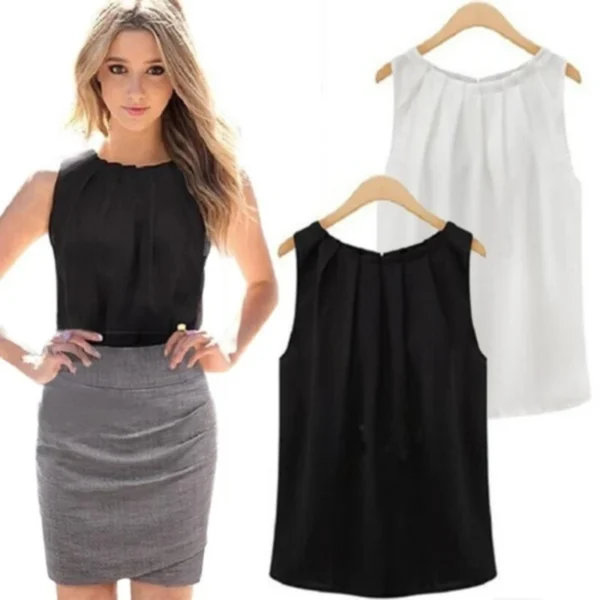 السفر العمل بلوزة المرأة بلوزة الصيف الجديدة أزياء أكمام جولة الرقبة بلوزة شيفون القماش Vestidos