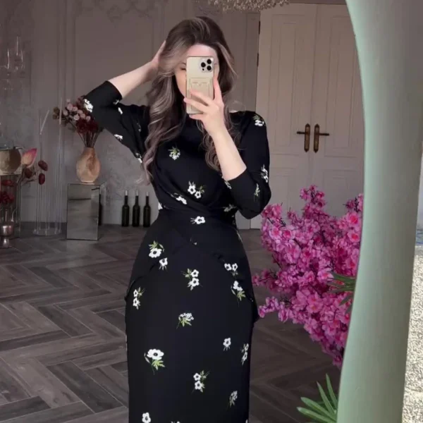 قفطان مغربي فستان للنساء ، طباعة زهور ، رمضان ، العيد ، دبي ، الإسلام ، عربي ، عبايات إسلامية ، مغربي ، فساتين حفلات ، رمضان - Image 4
