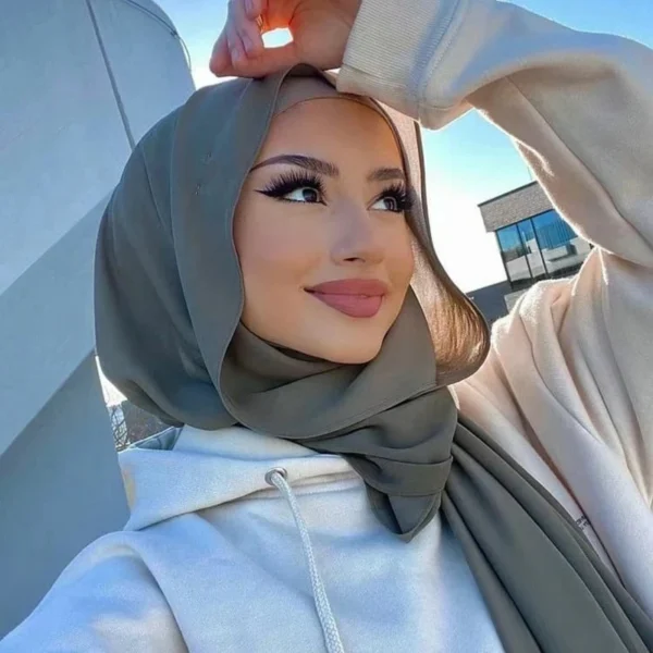 مسلم الشيفون الحجاب وشاح المرأة طويلة بلون رئيس التفاف للنساء الحجاب والأوشحة السيدات مسلم الحجاب جيرسي الحجاب 175*70 سنتيمتر - Image 3
