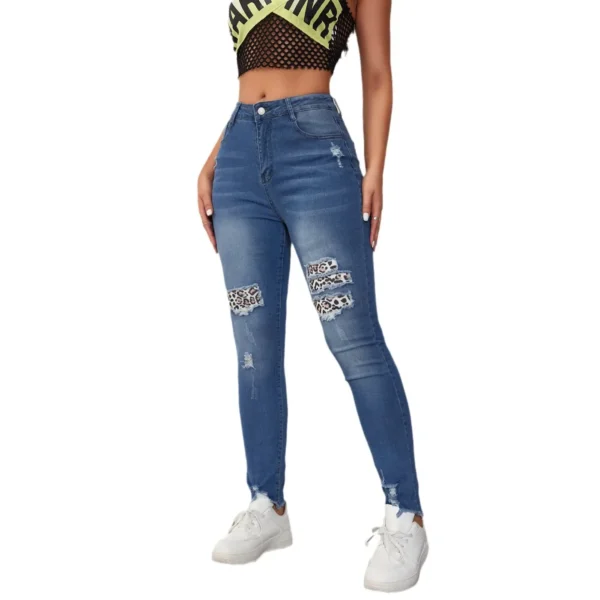Pencil Jeans Women Ankle Length Denim Pants Patchwork High Waist Skinny Y2k Jeans Mom Pockets Hole Streetwear Bodycon Summer - Image 5