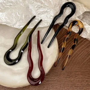 U-شكل الشعر شوكة الأزياء السلحفاة خلات الاكريليك دبوس الشعر تصميم هندسي أغطية الرأس الشعر العصي النساء الفتيات