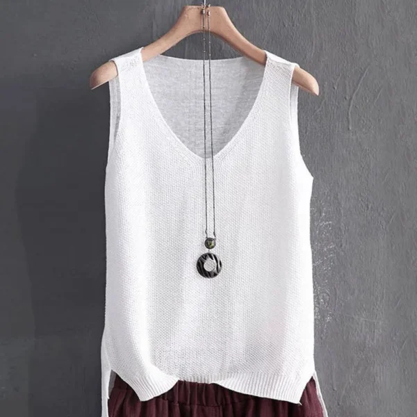Blusas Mujer De Moda 2024 بلوزة المرأة الصيف بلا أكمام محبوك بلوزة قميص ملابس حريمي بلوزة برقبة على شكل v النساء بلايز قمصان C855 - Image 5