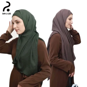 RIMAIRE جيرسي الحجاب للنساء القطن عمامة إسلامية موضة الحجاب الإسلامي السيدات تنفس الحجاب شال حك الهدايا
