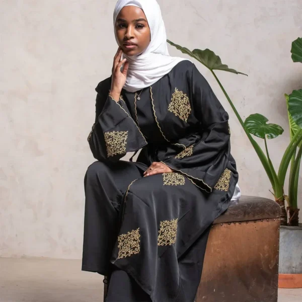 عباية إسلامية مفتوحة مطرزة للنساء المسلمات دبي تركيا قفطان فساتين صوفية للنساء رداء كاجوال قفطان نسائي - Image 3