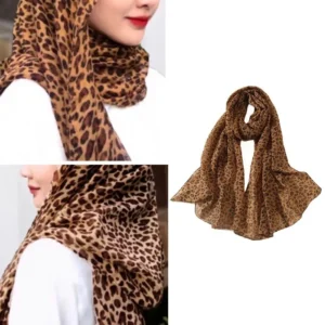 وشاح شيفون مطبوع على شكل فهد للنساء ، شالات إسلامية ناعمة ، أوشحة رفيعة طويلة ، موضة السيدات ، الشتاء ، St H8L8