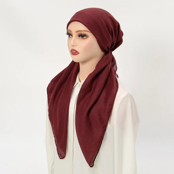 حجاب إسلامي أحادي اللون للنساء ، وشاح للرأس ، منديل ، قطن ، كتان ، ناعم ، مرن ، طويل ، تصميم مبتكر