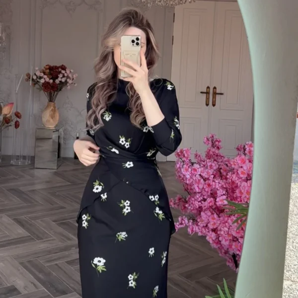 قفطان مغربي فستان للنساء ، طباعة زهور ، رمضان ، العيد ، دبي ، الإسلام ، عربي ، عبايات إسلامية ، مغربي ، فساتين حفلات ، رمضان