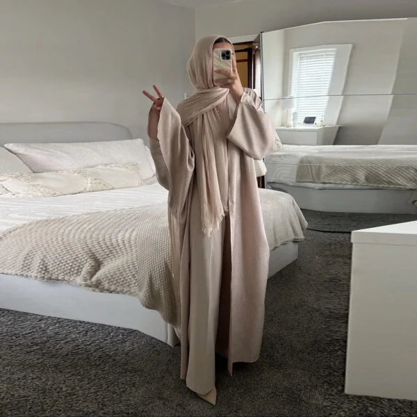 عباية إسلامية للنساء ، رداء كارديجان ، رمضان ، جلابية ، قفطان عربي ، مغربي متواضع ، عبايات دبي ، فساتين إسلامية - Image 2