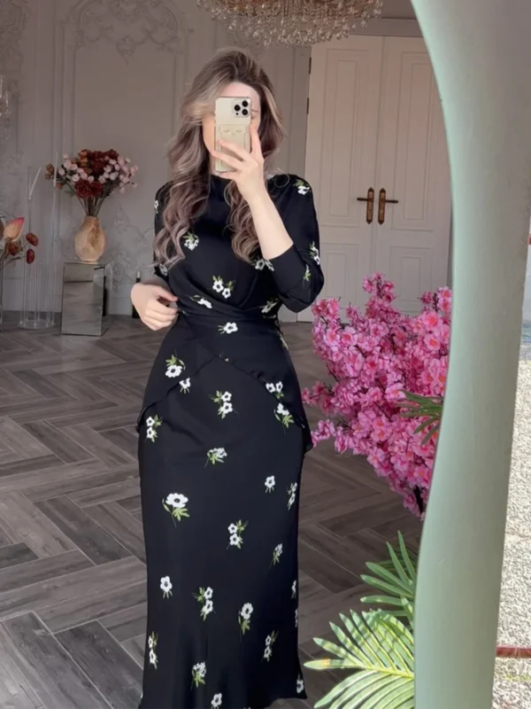 قفطان مغربي فستان للنساء ، طباعة زهور ، رمضان ، العيد ، دبي ، الإسلام ، عربي ، عبايات إسلامية ، مغربي ، فساتين حفلات ، رمضان - Image 6