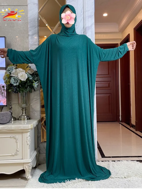 جديد قطعة واحدة رمضان مسلم الصلاة الحجاب ملابس المرأة عادية مقنع عباية غطاء كامل فستان بكم طويل الإسلام دبي رداء متواضع