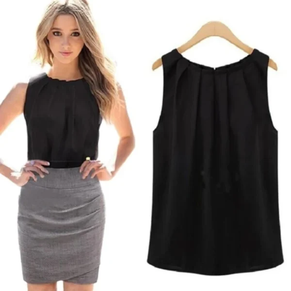 السفر العمل بلوزة المرأة بلوزة الصيف الجديدة أزياء أكمام جولة الرقبة بلوزة شيفون القماش Vestidos - Image 6