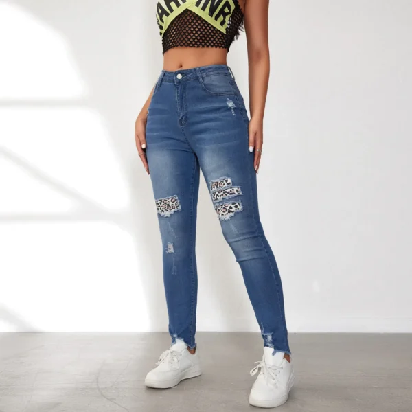 Pencil Jeans Women Ankle Length Denim Pants Patchwork High Waist Skinny Y2k Jeans Mom Pockets Hole Streetwear Bodycon Summer - Image 6