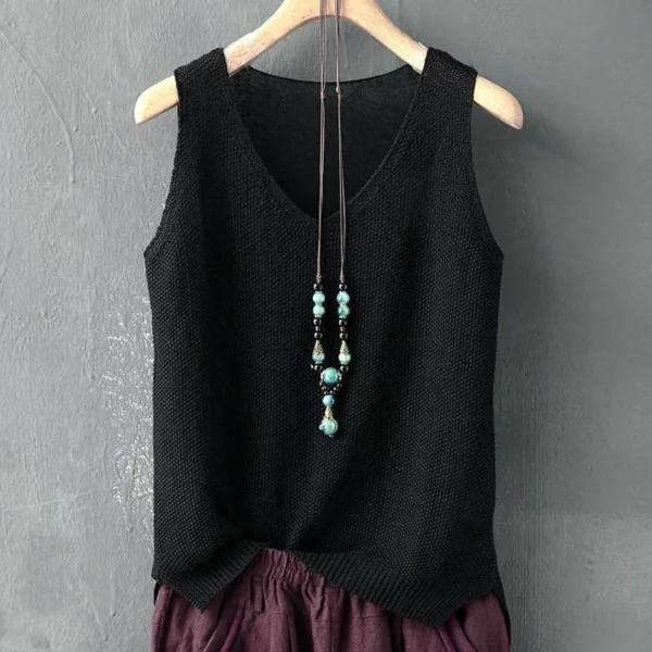 Blusas Mujer De Moda 2024 بلوزة المرأة الصيف بلا أكمام محبوك بلوزة قميص ملابس حريمي بلوزة برقبة على شكل v النساء بلايز قمصان C855 - Image 3