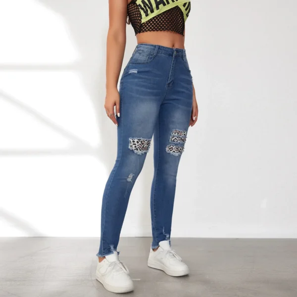 Pencil Jeans Women Ankle Length Denim Pants Patchwork High Waist Skinny Y2k Jeans Mom Pockets Hole Streetwear Bodycon Summer - Image 3