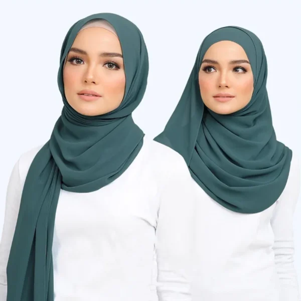 مسلم الشيفون الحجاب وشاح المرأة طويلة بلون رئيس التفاف للنساء الحجاب والأوشحة السيدات مسلم الحجاب جيرسي الحجاب 175*70 سنتيمتر - Image 2