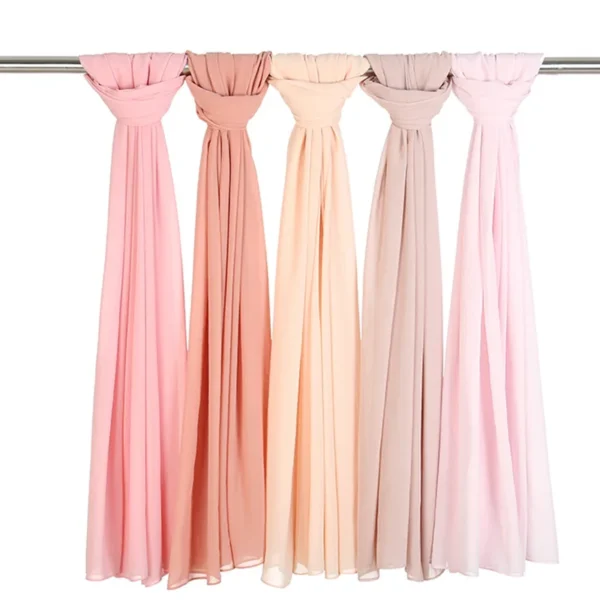 Ramadan Muslim Chiffon Hijabs For Woman Plain Color Headscarf Long Shawl Scarf Women Jersey Hijabs Ladies Islam Voile Hijab - Image 3